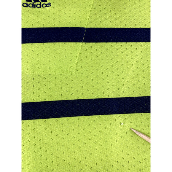 Adidas ClimaCool Lime Green Striped Mesh Short Sleeve Polo Golf Shirt Medium - Picture 7 of 8
